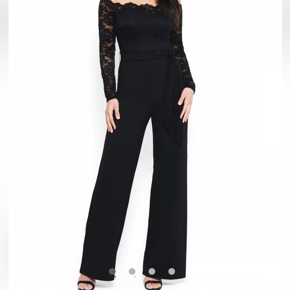 Bebe Lace Off Shoulder Jumpsuit Size 0